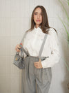 Cord set salopette e camicia con strass