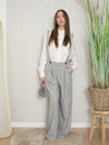 Cord set salopette e camicia con strass