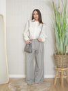 Cord set salopette e camicia con strass