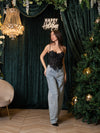 Jeans wide balloon brillantinato