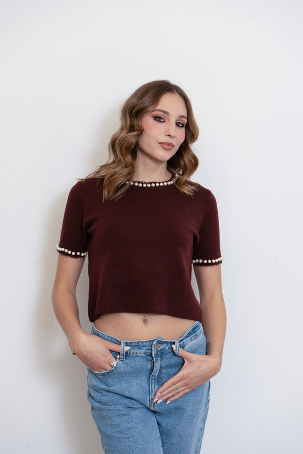 Maglia Giro Perline