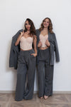 Tailleur Gessato Giacca Over con cintura