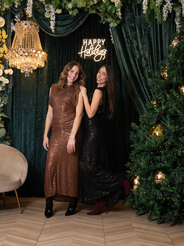 Completo 2 pezzi body con spalline + gonna paillettes