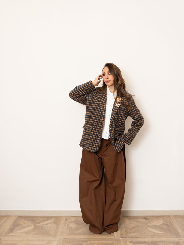 Giacca check marrone